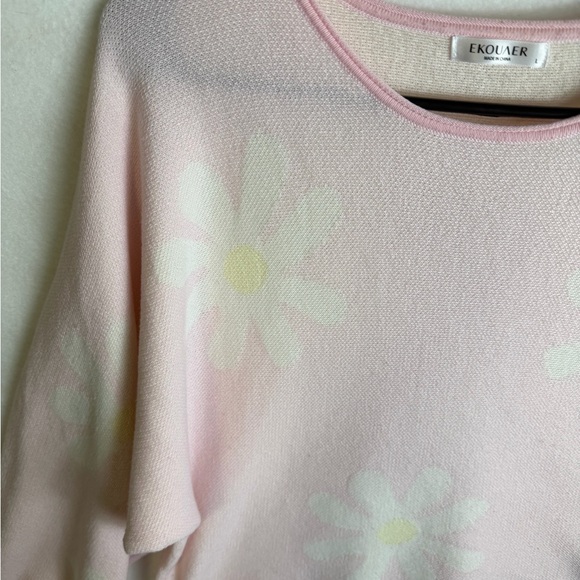 Ekouaer Women's Daisy 100% Polyester Long Sleeve Sweater Light Pink Large - Picture 3 of 7